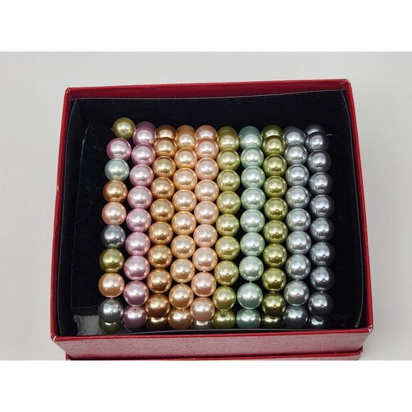 KJL Kenneth Jay Lane faux Pearl Bracelets Multi Color Set of 10 - Picture 3 of 16